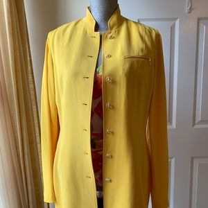Dana Buchman yellow 100% silk blazer sz 8